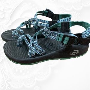 Chaco ZX/2 Classic Daggar Strappy Sandal Turquoise Blue Pattern Women's 10